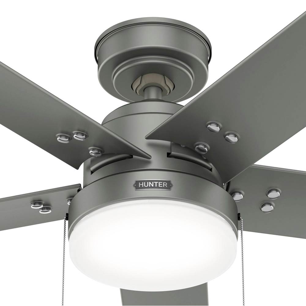 Hunter 51682 Matte Silver 52 Inch Sea Point Matte Silver Wet Rated Ceiling Fan With Led Light Kit And Pull Chain Image 2