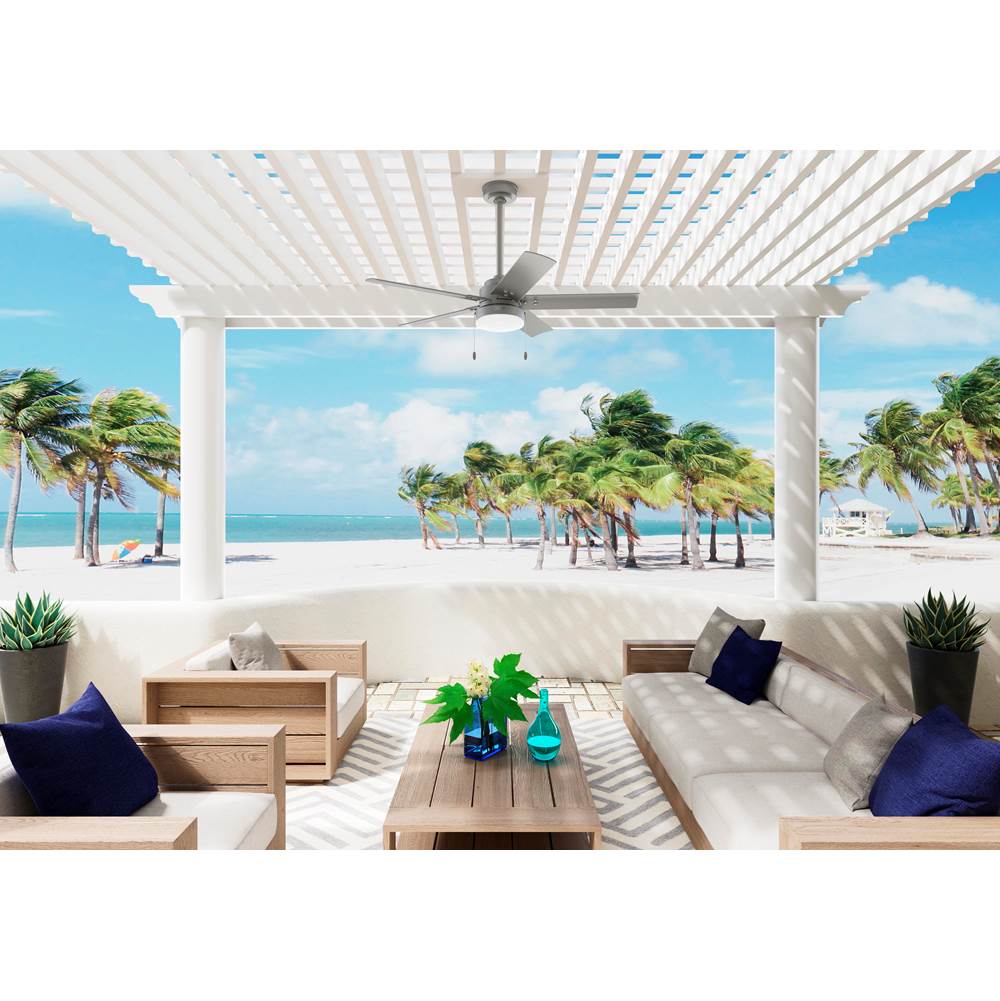 Hunter 51682 Matte Silver 52 Inch Sea Point Matte Silver Wet Rated Ceiling Fan With Led Light Kit And Pull Chain Image 4