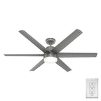 Hunter 51876 Matte Silver 60 Inch Skysail Matte Silver Wet Rated Ceiling Fan With Led Light Kit And Handheld Remote Image 2