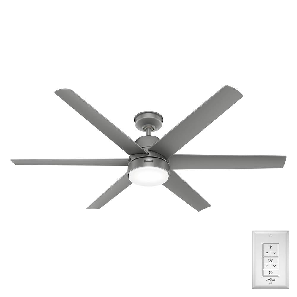Hunter 51876 Matte Silver 60 Inch Skysail Matte Silver Wet Rated Ceiling Fan With Led Light Kit And Handheld Remote Image 2