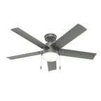 Hunter 51682 Matte Silver 52 Inch Sea Point Matte Silver Wet Rated Ceiling Fan With Led Light Kit And Pull Chain Image 1