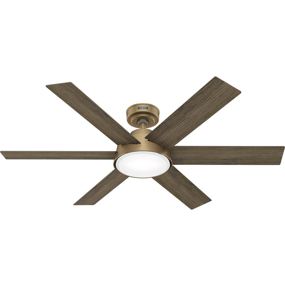 Hunter 51852 Burnished Brass 52 Inch Donatella Burnished Brass Ceiling Fan With Led Light Kit And Handheld Remote Image 1