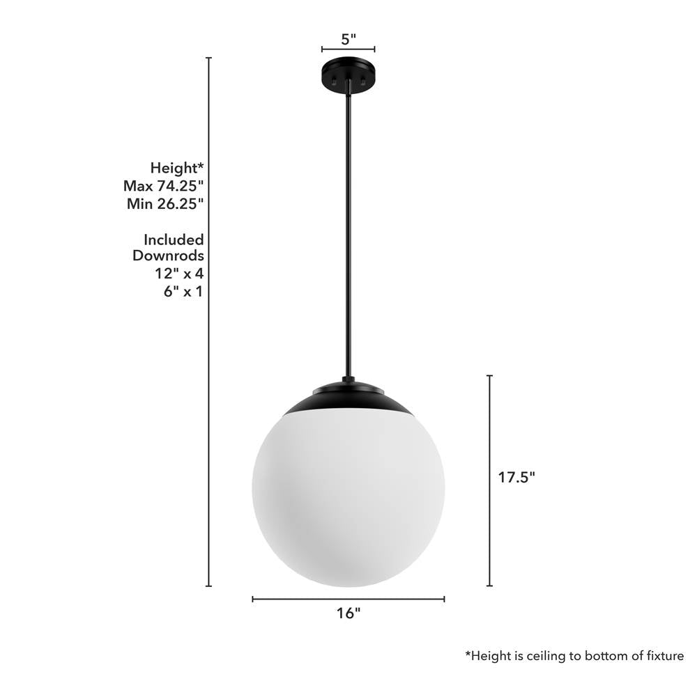 Hunter 19852 Matte Black Hepburn Matte Black With Cased White Glass 3 Light Pendant Ceiling Light Fixture Image 4
