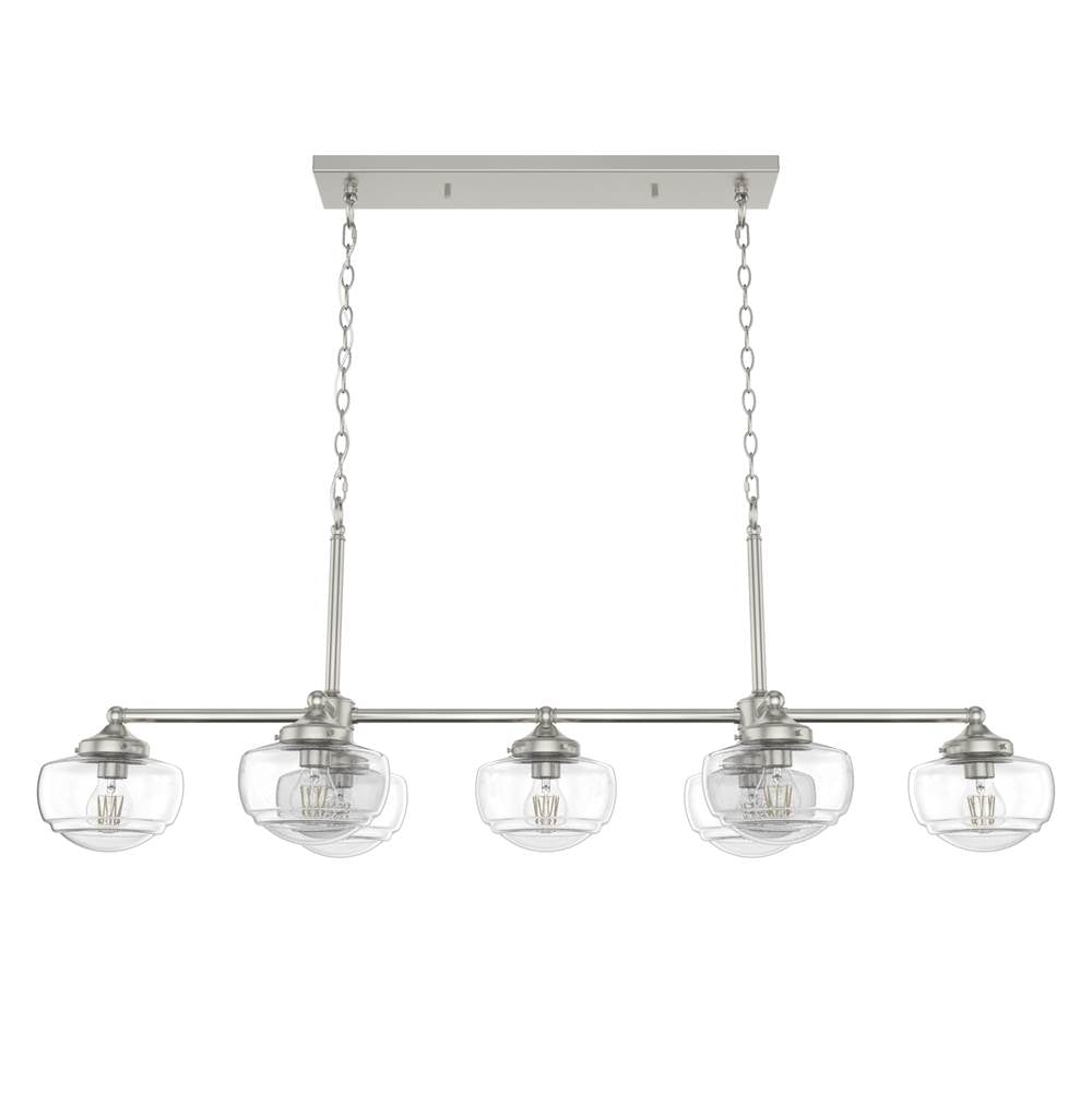 Hunter 19493 Brushed Nickel Saddle Creek 7 Light Linear Chandelier Image 1