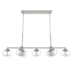 Hunter 19493 Brushed Nickel Saddle Creek 7 Light Linear Chandelier Image 1