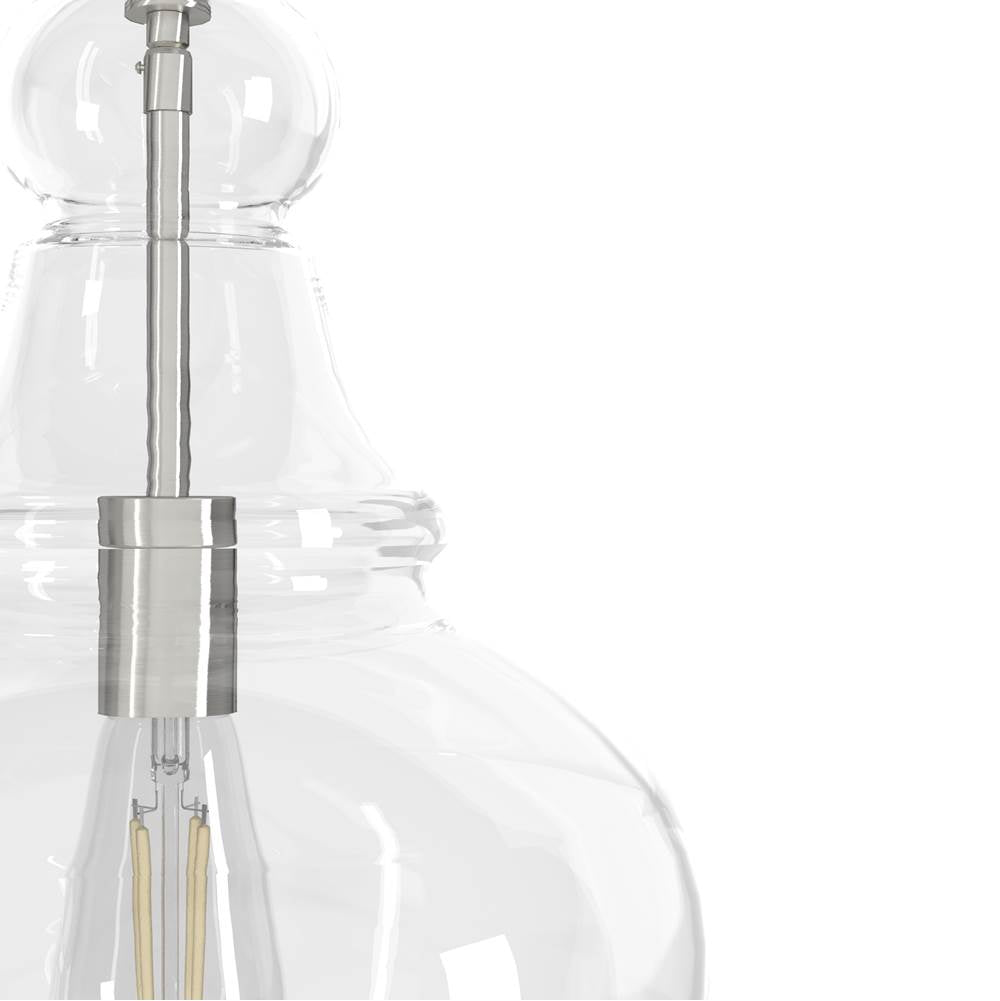 Hunter 19567 Brushed Nickel Hunter Maple Park Brushed Nickel 1 Light Pendant Ceiling Light Fixture Image 2
