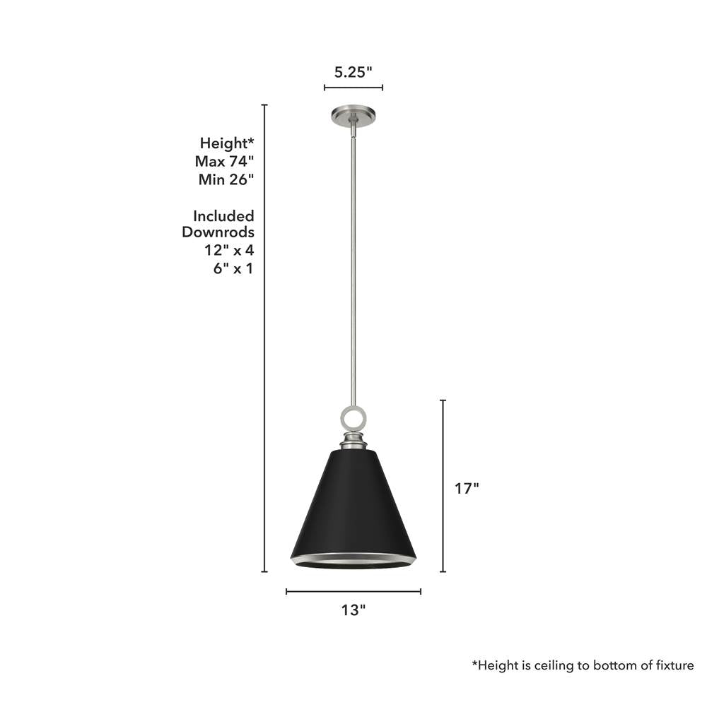 Hunter 19445  Klein 1 Light Metal Pendant 12 Inch Image 2