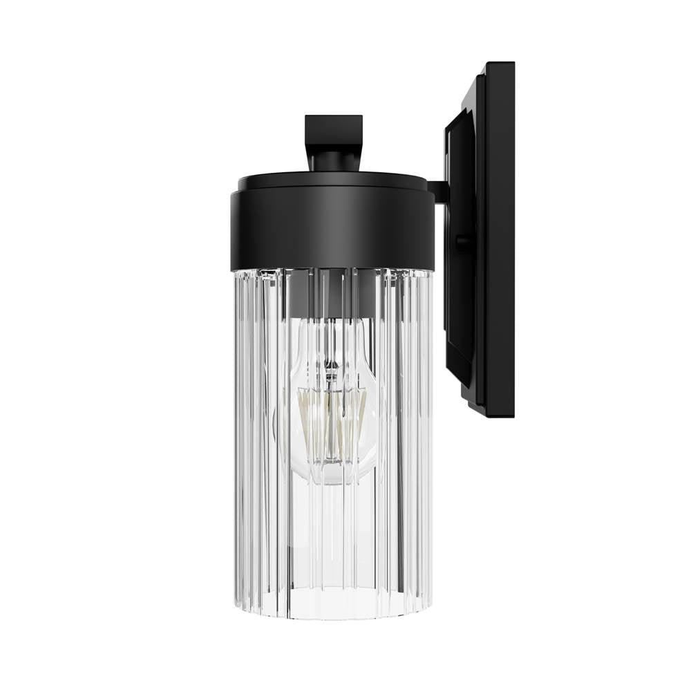 Hunter 45222 Matte Black Gatz Matte Black With Clear Fluted Glass 3 Light Bathroom Vanity Wall Light Fixture Image 5