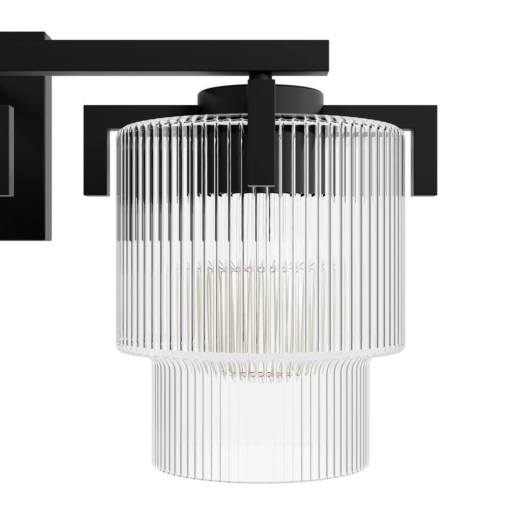 Hunter 13155 Matte Black Ontario Matte Black With Clear Glass 3 Light Bathroom Vanity Wall Light Fixture Image 4