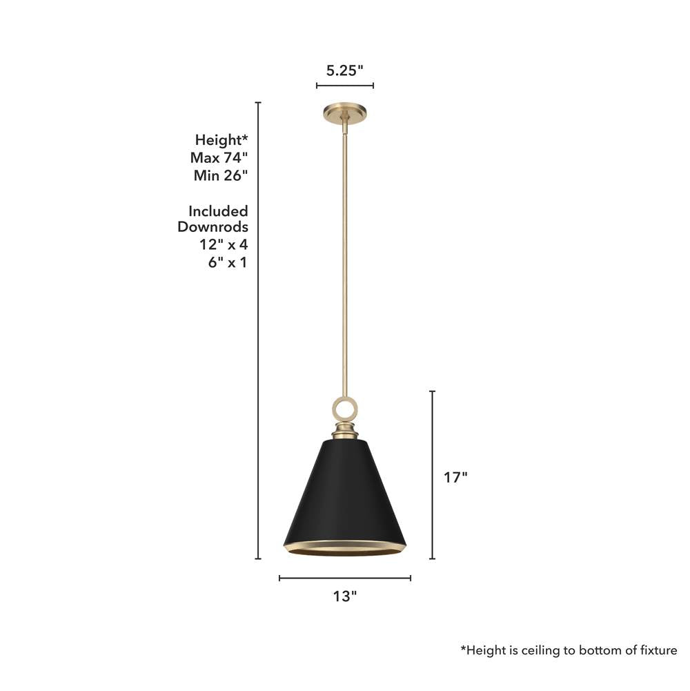 Hunter 19444  Klein 1 Light Metal Pendant 12 Inch Image 2