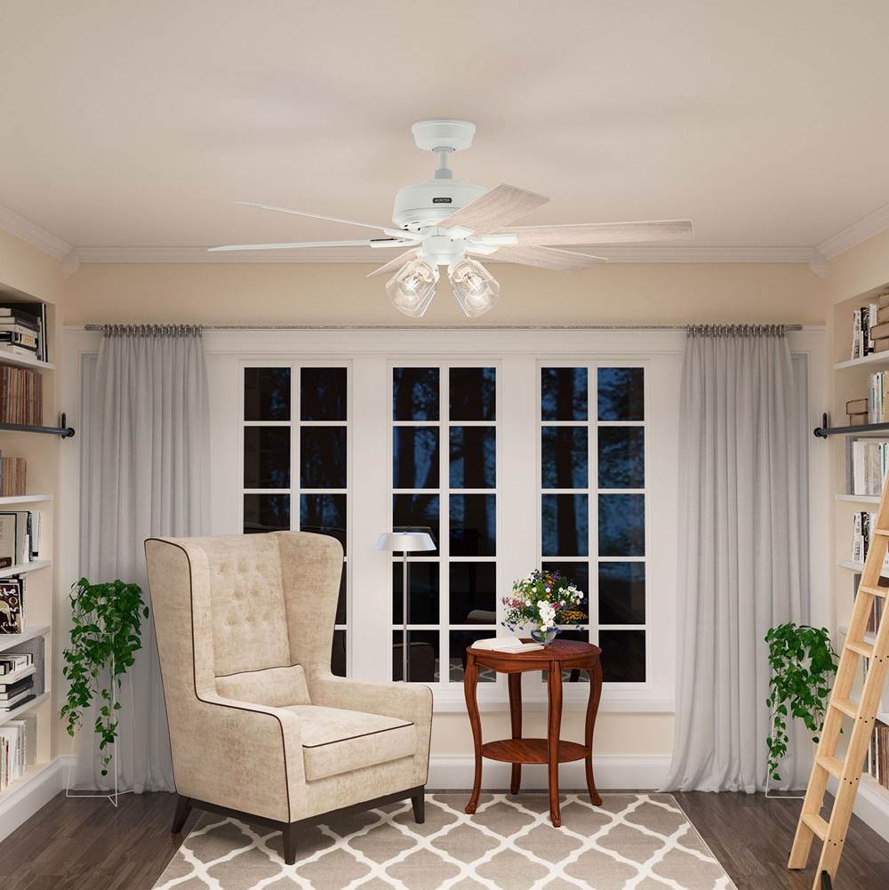 Hunter 52904 Fresh White 52 Inch Fonthill Energy Star Hunterexpress Fresh White Ceiling Fan With Led Light Kit And Handheld Remote Image 3