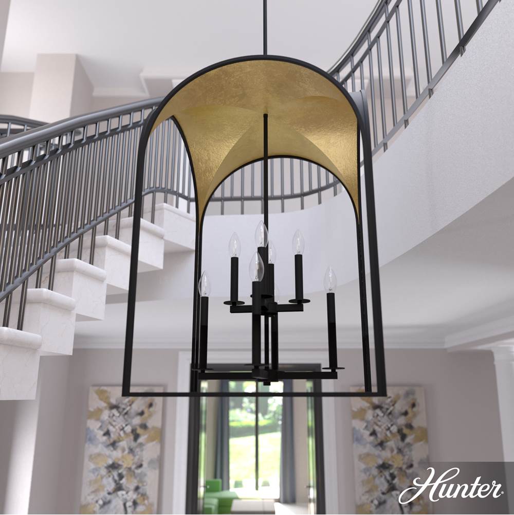 Hunter 19735 Natural Iron Hunter Dukestown Natural Iron And Gold Leaf 8 Light Pendant Ceiling Light Fixture Image 4