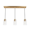 Hunter 13069 Alturas Gold Hartland Alturas Gold With Seeded Glass 3 Light Cluster Ceiling Light Fixture Image 1