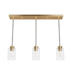 Hunter 13069 Alturas Gold Hartland Alturas Gold With Seeded Glass 3 Light Cluster Ceiling Light Fixture Image 1