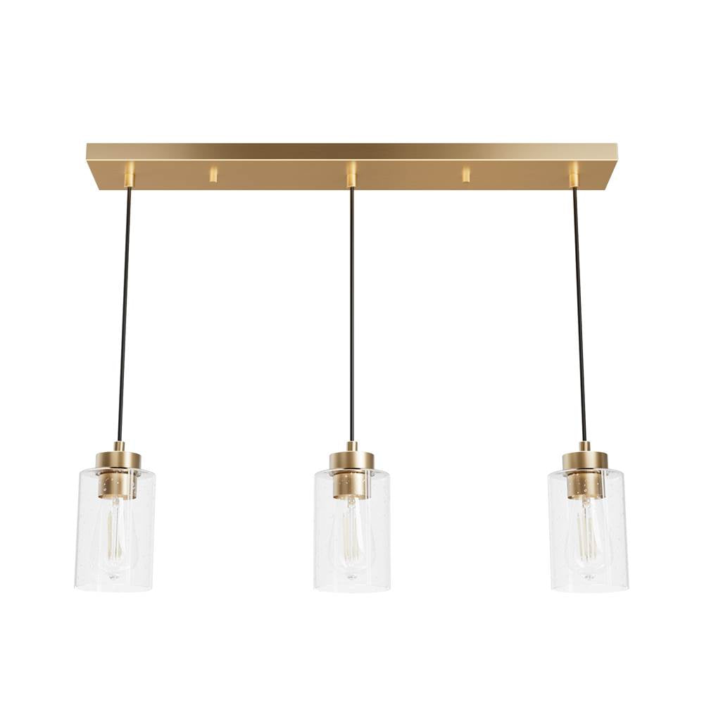 Hunter 13069 Alturas Gold Hartland Alturas Gold With Seeded Glass 3 Light Cluster Ceiling Light Fixture Image 1