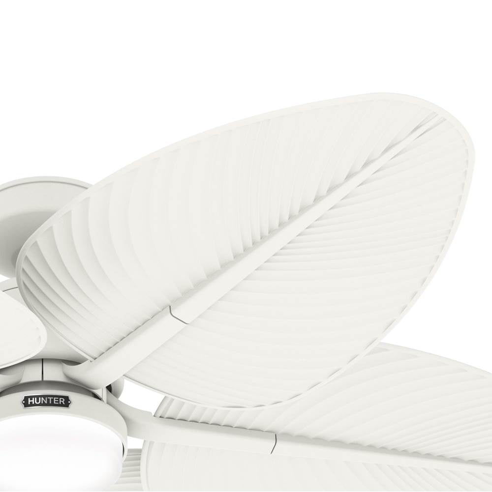 Hunter 52999 Matte White 52 Inch Tropic View Matte White Damp Rated Ceiling Fan With Led Light Kit And Wall Control Image 2