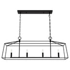 Hunter 13099 Flat Matte Black Hunter Fair Oaks Flat Matte Black 4 Light Chandelier Ceiling Light Fixture Image 1