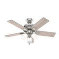 Hunter 51789 Brushed Nickel 44 Inch Crystal Peak Brushed Nickel Ceiling Fan With Led Light Kit And Pull Chain Image 1