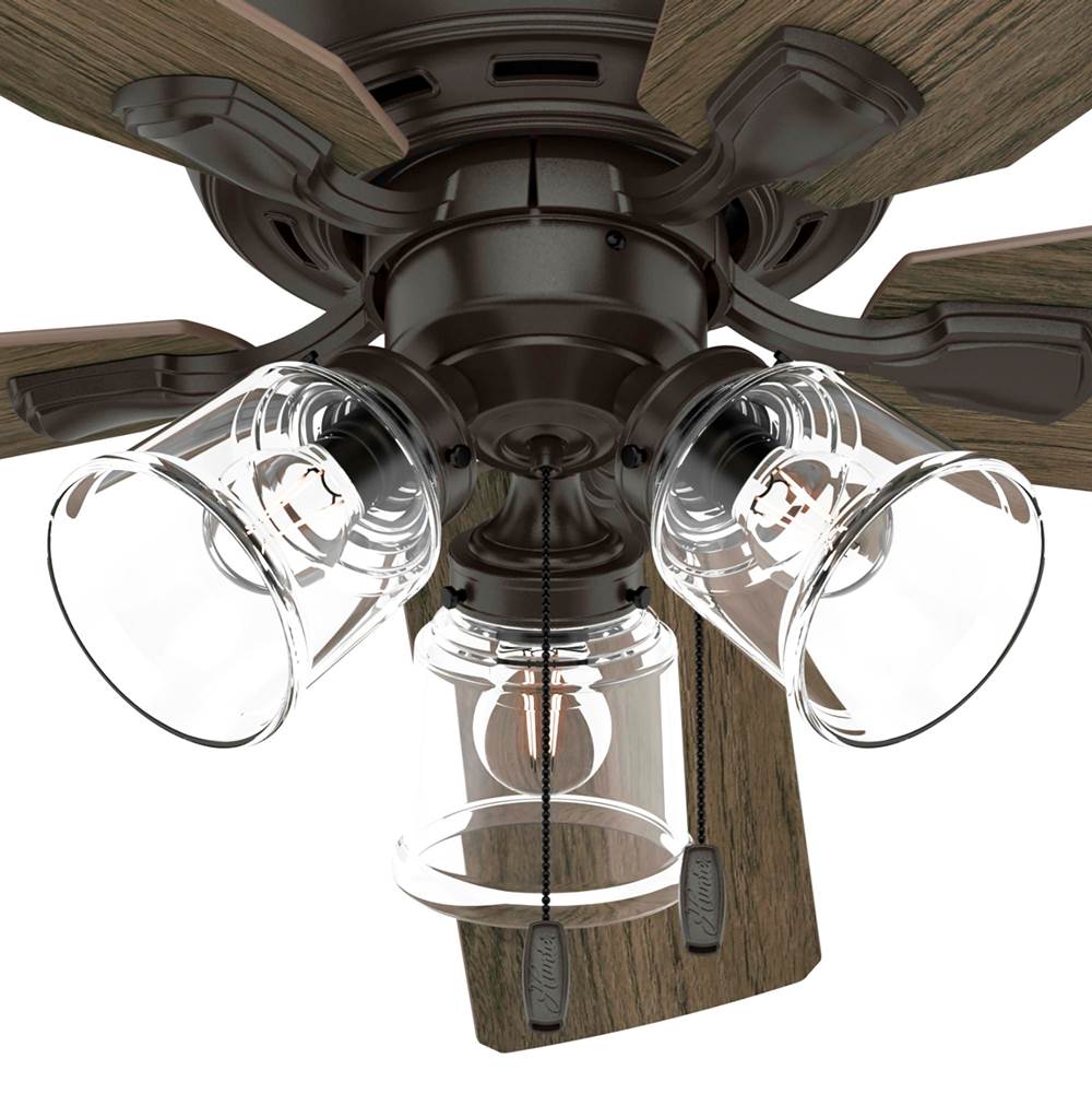 Hunter Rosner 52 Inch Rosner Noble Bronze Ceiling Fan With Led Light Kit And Pull Chain
