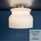 Hunter 13181 Luxe Gold Harlowe Luxe Gold With Cased White Glass 1 Light Flush Mount Ceiling Light Fixture Image 2
