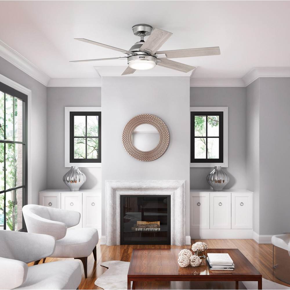 Hunter 52785 Brushed Nickel 52 Inch Georgetown Energy Star Hunterexpress Brushed Nickel Ceiling Fan With Led Light Kit And Handheld Remote Image 3