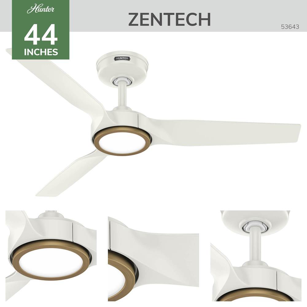 Hunter 53643 Fresh White Zentech 3 Blade Indoor/outdoor Smart Fan 44in - Fresh White Image 4