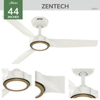 Hunter 53643 Fresh White Zentech 3 Blade Indoor/outdoor Smart Fan 44in - Fresh White Image 4