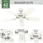 Hunter 53486 Fresh White 42 Inch Builder Elite Fresh White Image 8