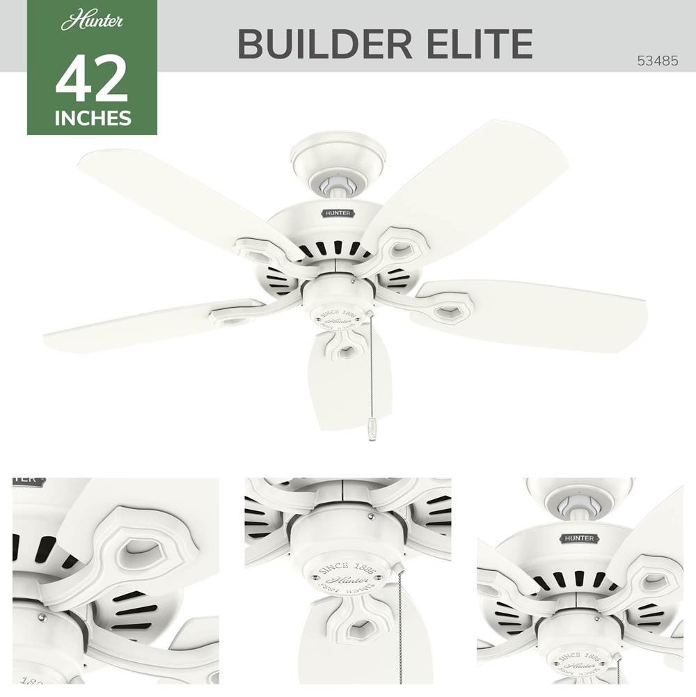 Hunter 53486 Fresh White 42 Inch Builder Elite Fresh White Image 8