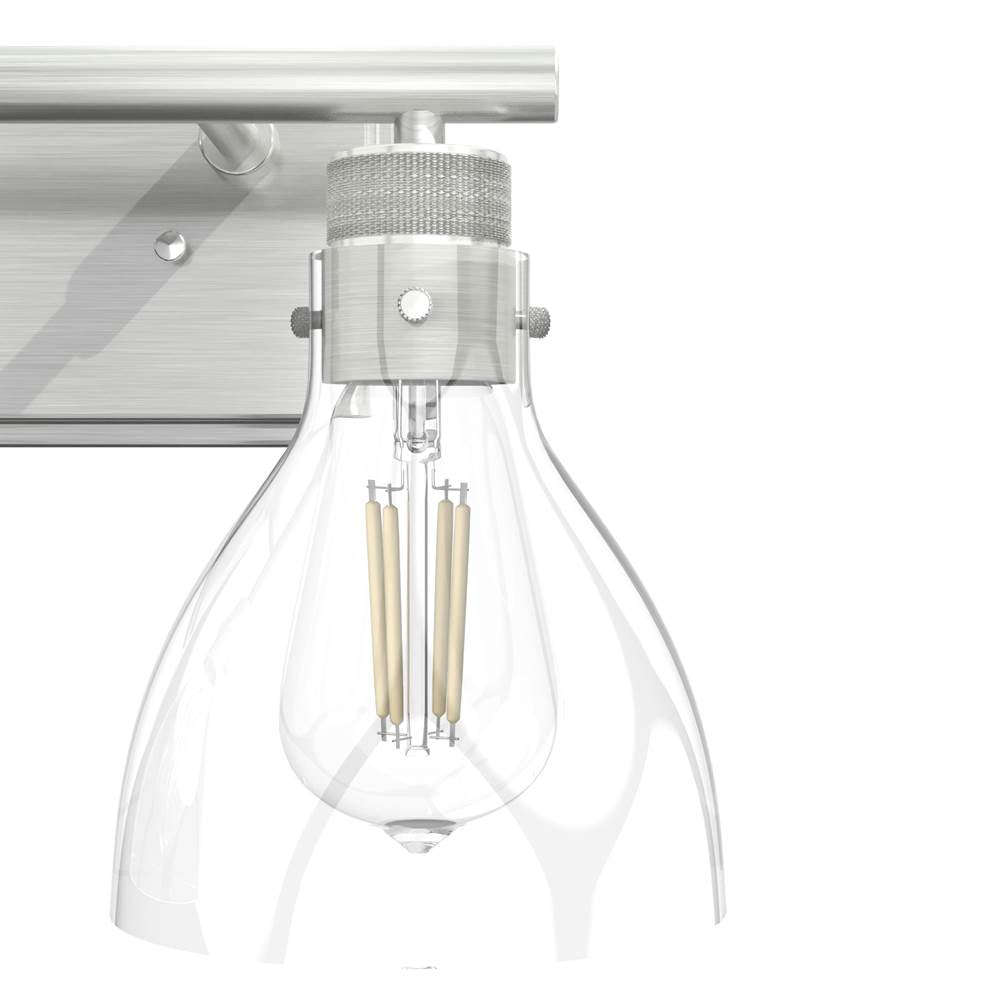 Hunter Van Nuys Van Nuys Brushed Nickel With Clear Glass 2 Light Vanity Wall Light Fixture