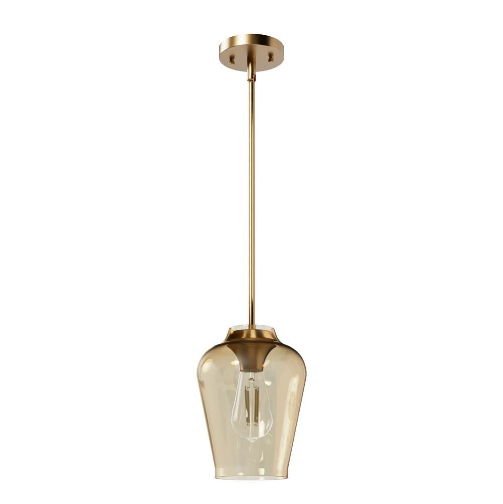 Hunter 45235 Alturas Gold Vidria Alturas Gold With Amber Iridescent Glass 1 Light Pendant Ceiling Light Fixture Image 1