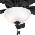 Hunter Newsome 42 Inch Newsome Matte Black Low Profile Ceiling Fan With Led Light Kit And Pull Chain