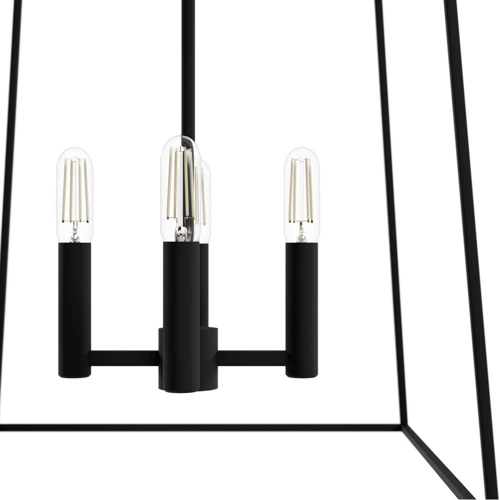 Hunter Fair Oaks Hunter Fair Oaks Flat Matte Black 4 Light Pendant Ceiling Light Fixture