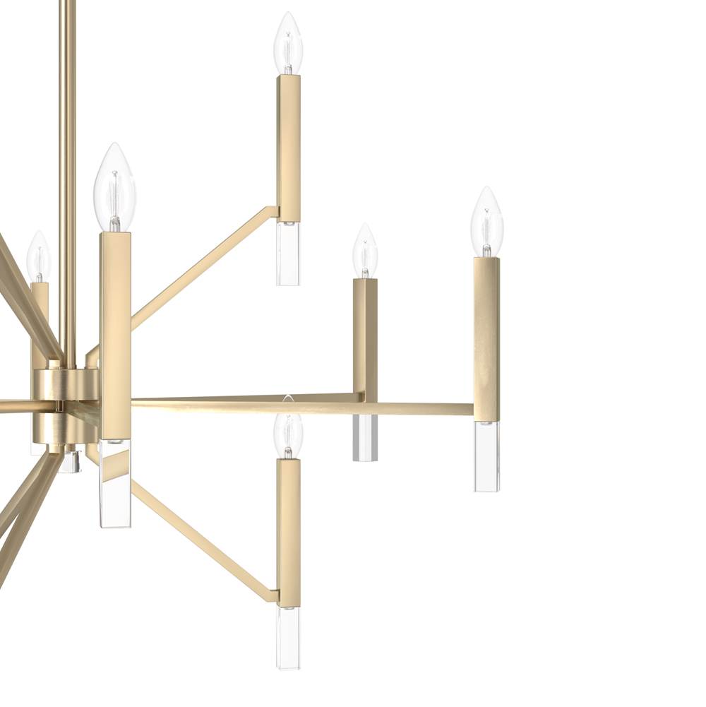Hunter 19529 Palm Gold Hunter Sunjai Palm Gold 12 Light Chandelier Ceiling Light Fixture Image 3