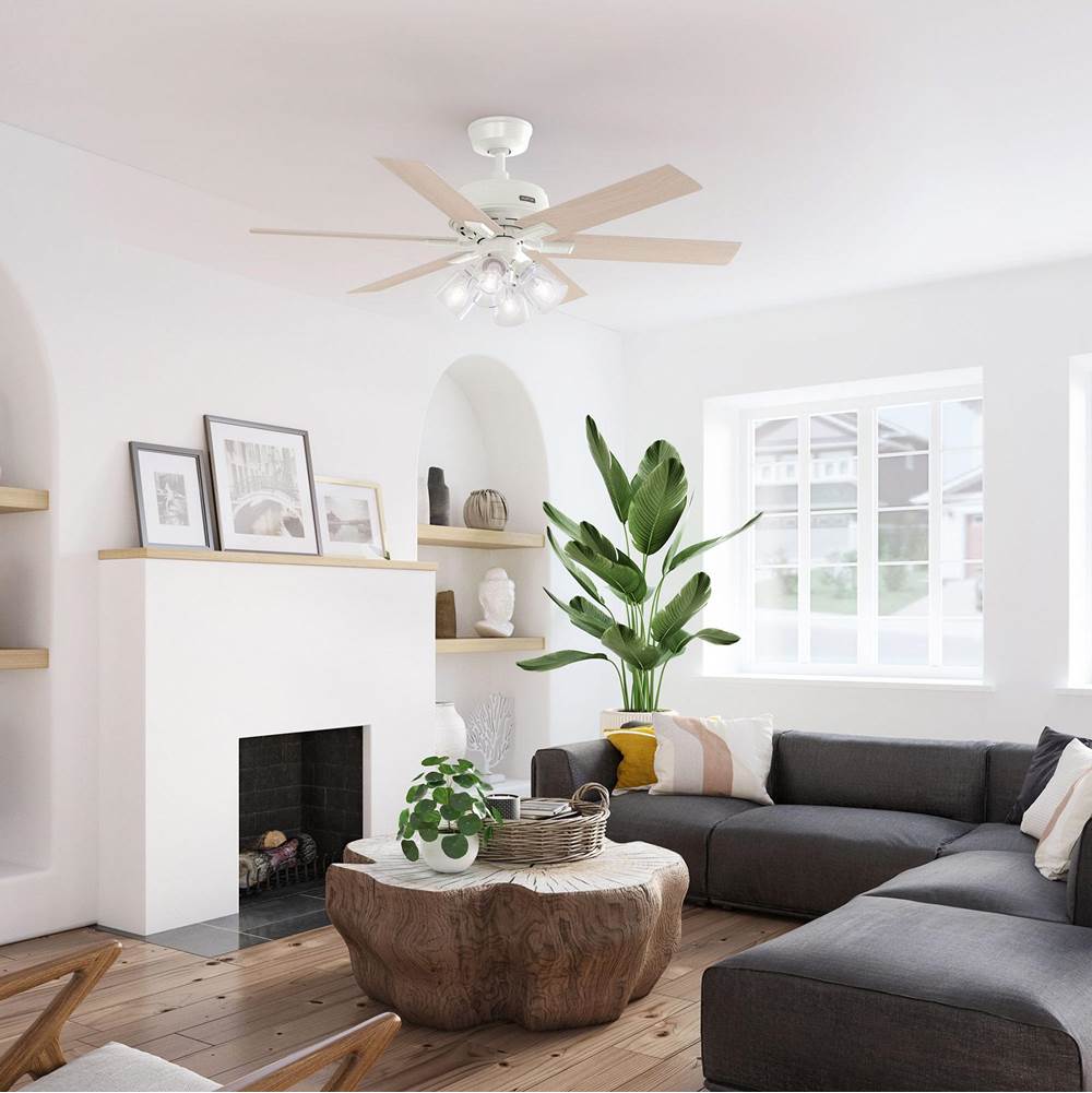 Hunter 52904 Fresh White 52 Inch Fonthill Energy Star Hunterexpress Fresh White Ceiling Fan With Led Light Kit And Handheld Remote Image 5