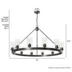 Hunter 13061 Noble Bronze Hartland Noble Bronze With Seeded Glass 12 Light Chandelier Ceiling Light Fixture Image 4