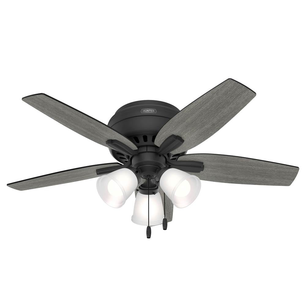 Hunter 52393 Matte Black 42 Inch Newsome Matte Black Low Profile Ceiling Fan With Led Light Kit And Pull Chain Image 6
