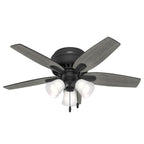 Hunter 52393 Matte Black 42 Inch Newsome Matte Black Low Profile Ceiling Fan With Led Light Kit And Pull Chain Image 6