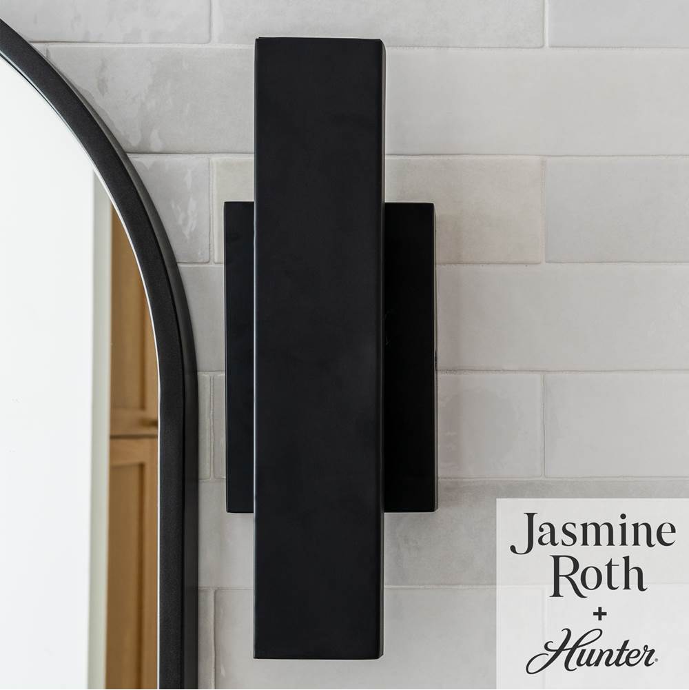 Hunter 13132 Matte Black Canoga Matte Black 1 Light Small Sconce Wall Light Fixture Image 3