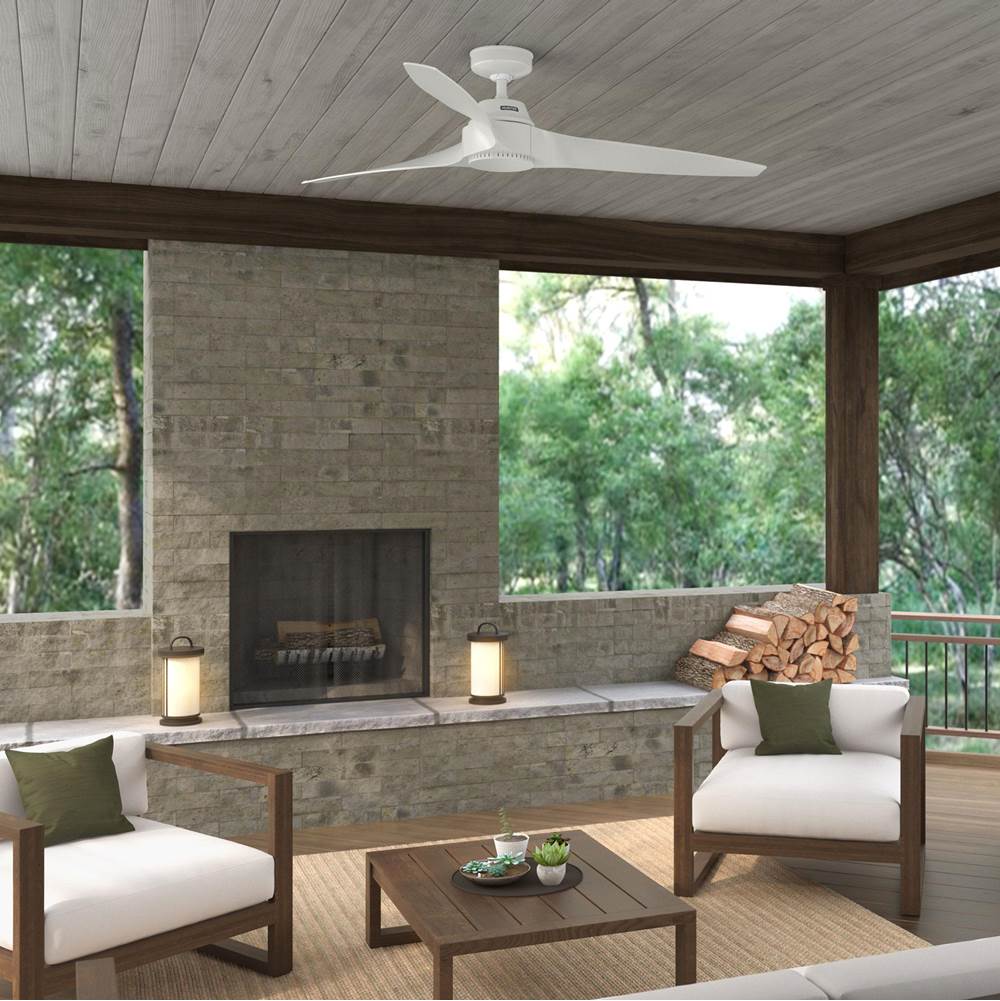 Hunter 52998 Fresh White 60 Inch Mosley Energy Star Fresh White Damp Rated Ceiling Fan And Wall Control Image 6