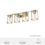 Hunter 48011 Alturas Gold Astwood Alturas Gold With Clear Glass 4 Light Vanity Wall Light Fixture Image 2