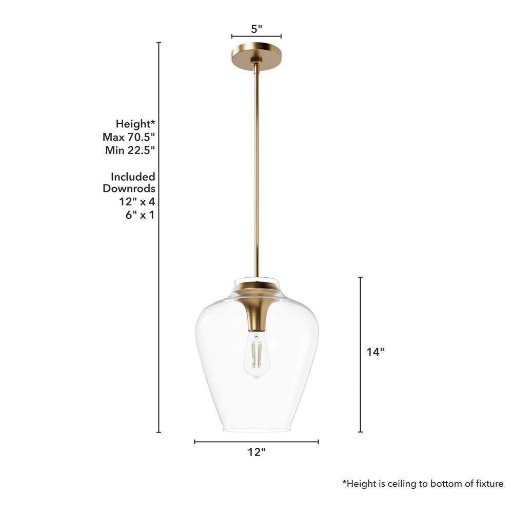 Hunter 45234 Alturas Gold Vidria Alturas Gold With Clear Glass 1 Light Pendant Ceiling Light Fixture Image 3