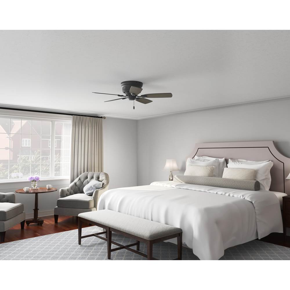 Hunter 52392 Matte Black 42 Inch Low Profile Matte Black Low Profile Ceiling Fan And Pull Chain Image 4