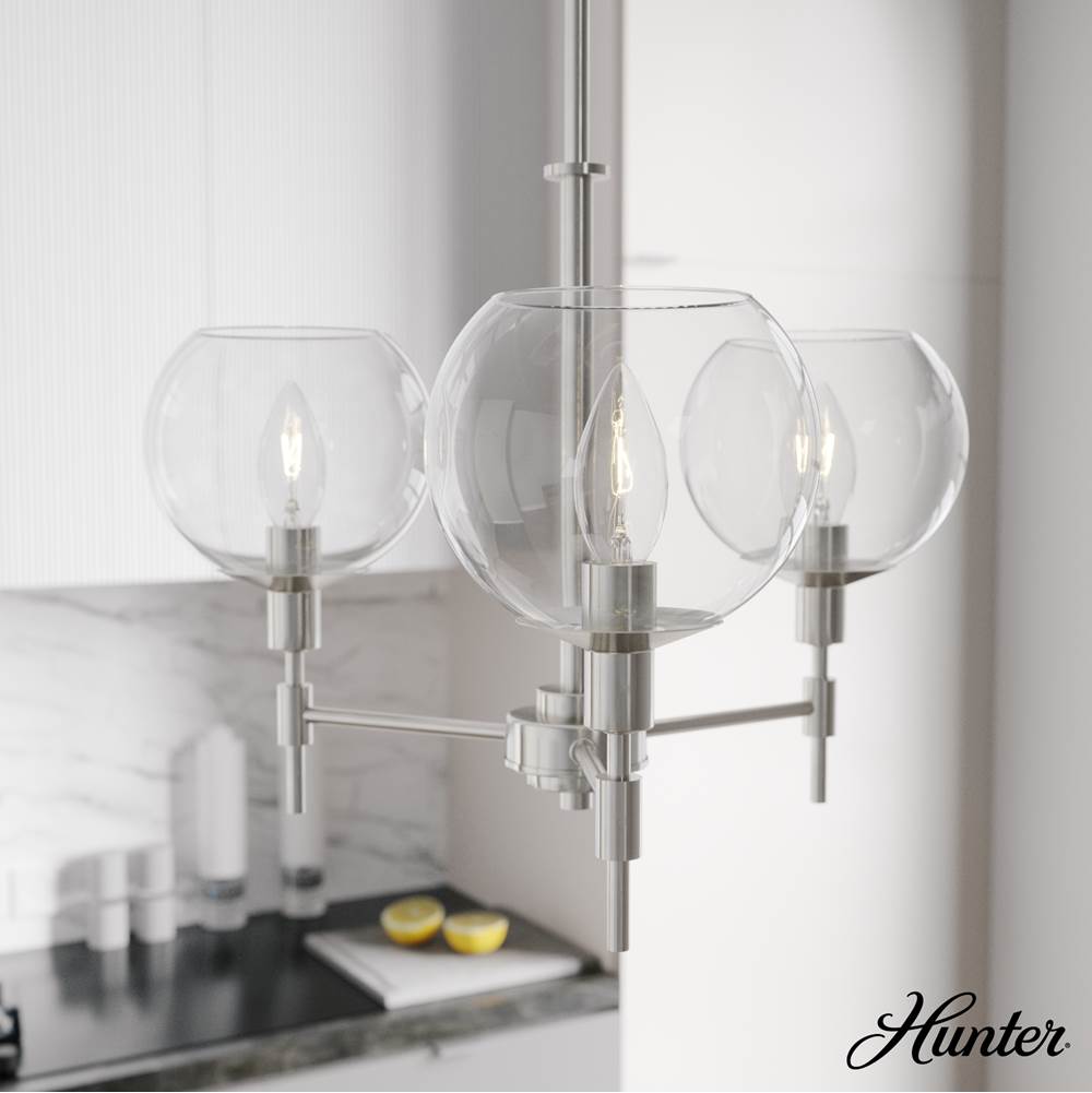 Hunter 19740 Brushed Nickel Xidane 3 Light Chandelier Image 3