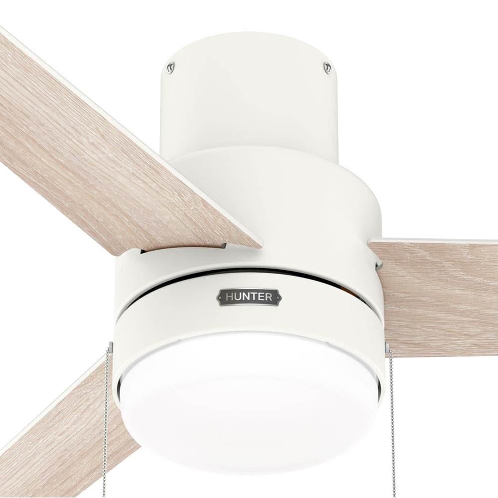 Hunter 51972 Matte White 52 Inch Brunner Matte White Low Profile Ceiling Fan With Led Light Kit And Pull Chain Image 2
