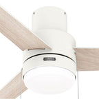 Hunter 51972 Matte White 52 Inch Brunner Matte White Low Profile Ceiling Fan With Led Light Kit And Pull Chain Image 2
