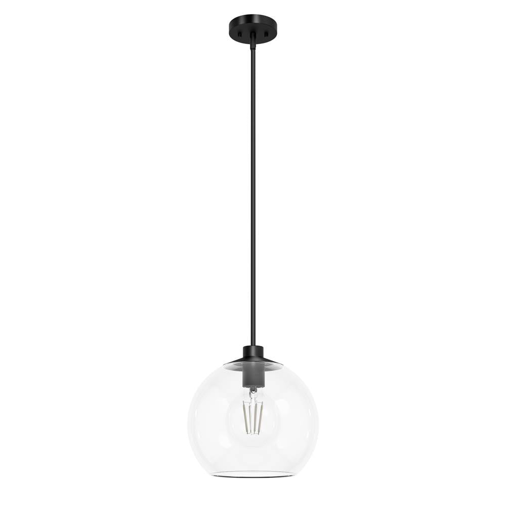 Hunter 19513 Matte Black Xidane Matte Black With Clear Glass 1 Light Pendant Ceiling Light Fixture Image 1