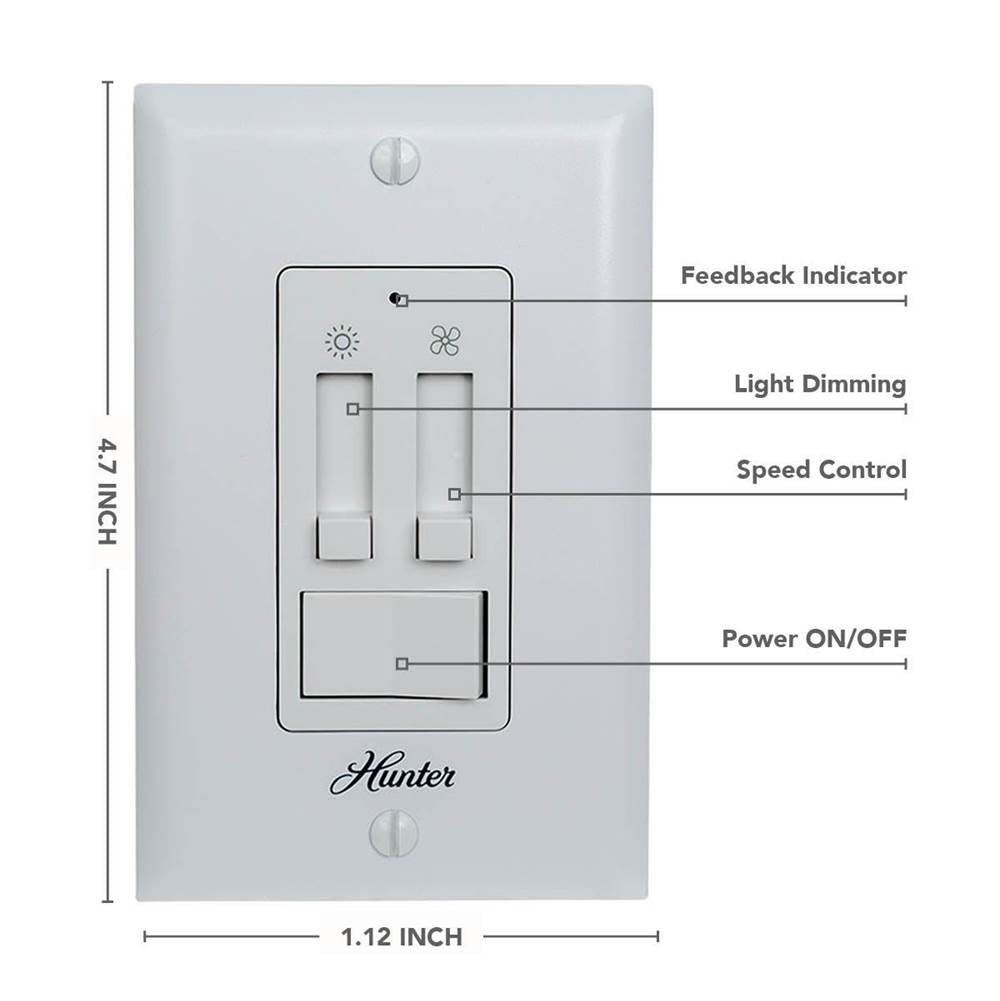 Hunter 99816 Fresh White Multi-fan Wall Control Image 3