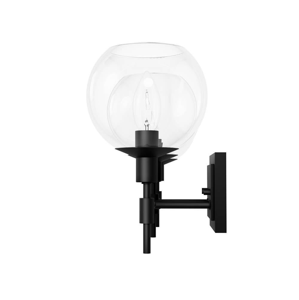 Hunter 19509 Matte Black Xidane Matte Black With Clear Glass 3 Light Bathroom Vanity Wall Light Fixture Image 5