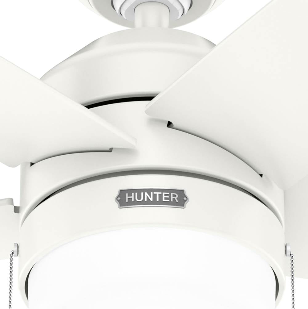 Hunter 52493 Fresh White 52 Inch Bardot Fresh White Ceiling Fan With Led Light Kit And Pull Chain Image 7